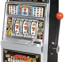 Mirage Imports Jumbo 15″ Slot Machine Coin Bank | Casino Toy Slots Piggy Bank | Flashing Lights and Jackpot Sounds