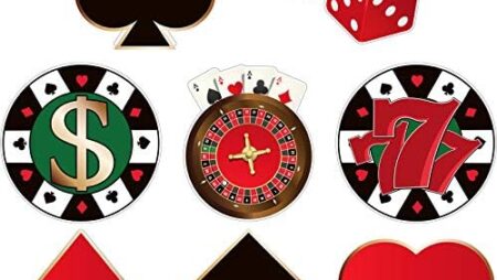 40 Pcs Casino Party Decorations Cut-Outs Versatile Las Vegas Casino Themed Poker Birthday Party Decoration Glue Point Dots for Bulletin Board Classroom School Casino Party Supplies, 5.9 x 5.9 Inch