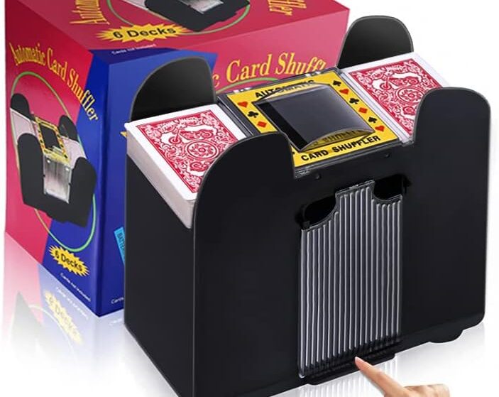 Unniweei Automatic Card Shuffler 1/2/4/6 Decks, Electric Battery-Operated Shuffler, Casino Card Game for Poker, Home Card Game, UNO, Phase10, Texas Hold’em, Blackjack, Home Party Club Game