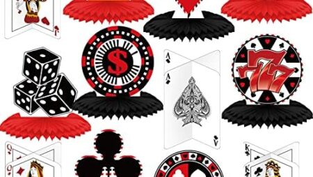 12 Pieces Casino Party Decorations Casino Table Centerpieces Casino Honeycomb Centerpieces Poker Party Decorations Casino Table Toppers Poker Table Centerpieces for Casino Poker Party Supplies